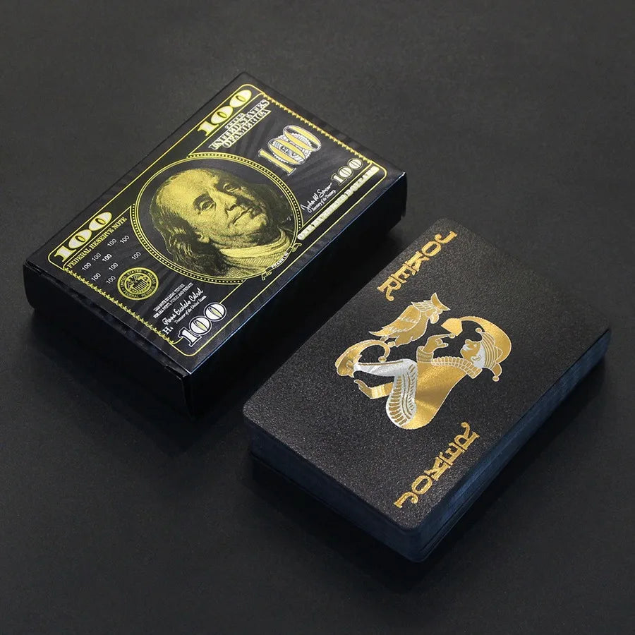 55PCS Gold Foil Playing Cards – 24K Gold Plastic Poker Set, Waterproof & Durable Magic Game Cards