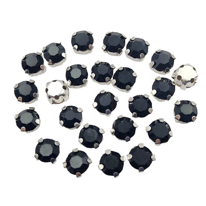 Round Glass Rhinestones with Claw – Silver Base Sew-On Crystals for Clothing, Shoes, and Crafts