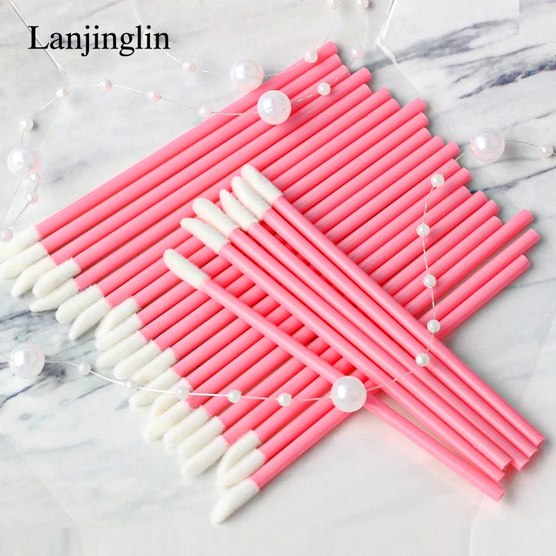 Lanjinglin 5/50 Pcs Disposable Lip Brush Makeup Brushes – Lipstick Applicator Wands & Eyelash Extension Tool, Professional Beauty Accessories