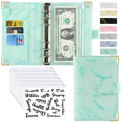 A6 PU Leather Budget Planner – Marble Notebook & Money Saving Organizer for Office, School & Personal Finance