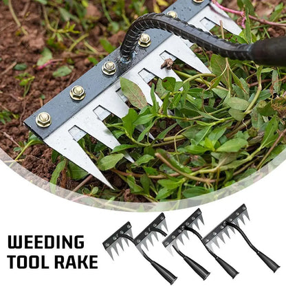 Carbon Steel Garden Weeding Rake – 5/6/7/8 Teeth Soil Loosening & Weed Removal Tool for Farm, Garden & Landscaping