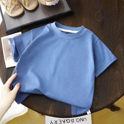 2-10Y Children’s Pure Cotton Short Sleeve Pullover T-Shirt – Baby Boys & Girls Summer Tops