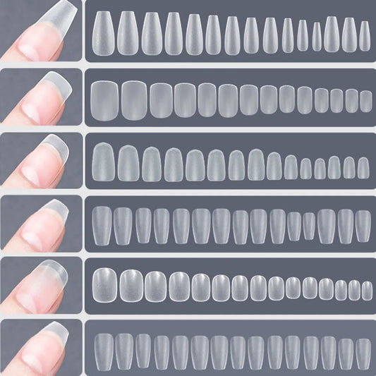 120PCS Matte Press-On Nail Tips – Soft Full-Cover Oval Almond False Nails for DIY Manicure