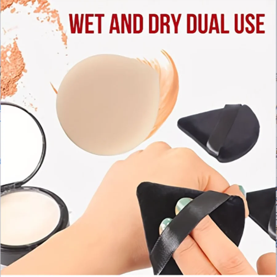 10-Piece Triangle Powder Puff Set – Wet & Dry Cosmetic Sponges for Loose Powder & Foundation
