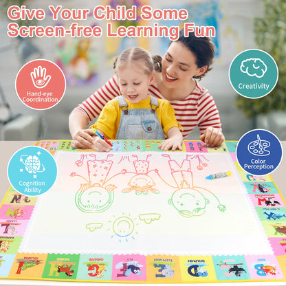 100x80CM Magic Water Drawing Mat – Reusable Doodle Board Montessori Educational Toy for Kids